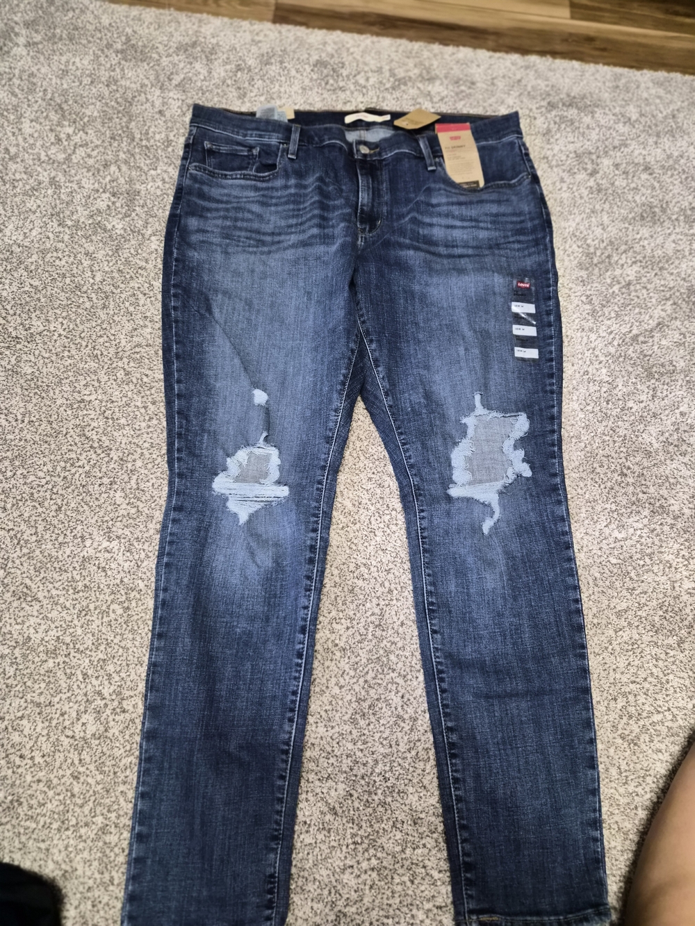 Levi's Dark Blue Skinny Jeans with Distressed Knees